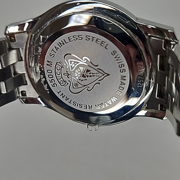 Authentic Gucci Watch 5500M Dial Quartz  Silver White Link Date Watch - Picture 10 of 15